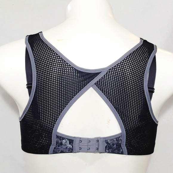 Maidenform DM7994 High-Impact Cutout Mesh-Panel Wireless Sports Bra 38C Gray & B - Picture 3 of 6